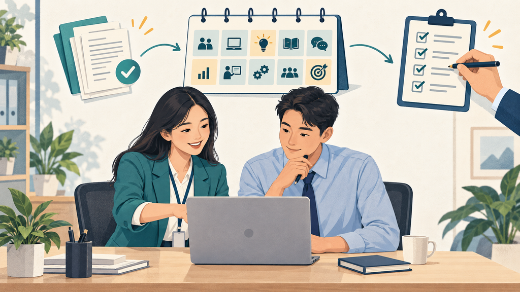 Từ tài liệu nội bộ đến kế hoạch hội nhập và bảng theo dõi được người phụ trách kiểm tra